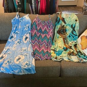 3 multi colored dresses size 20